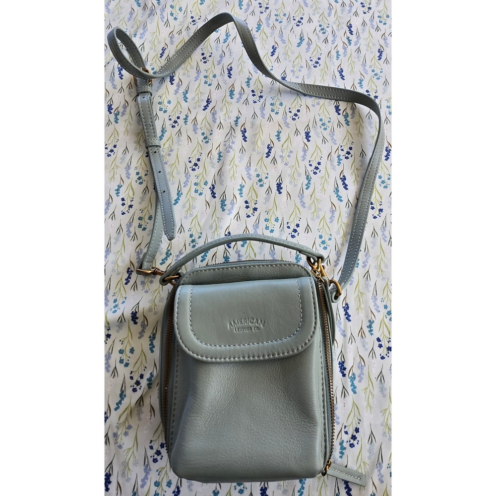 American Leather Co Hampton Large Zip Around‎ Crossbody Bag Sage Green ALC2618